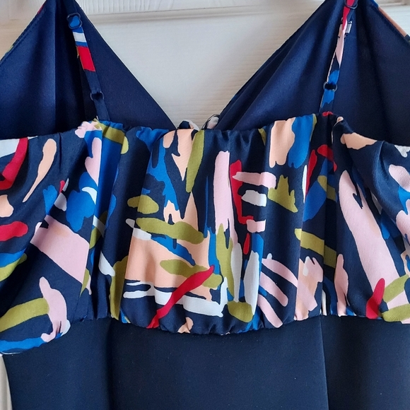 Forever 21 Party Going Out Mini Dress Size S Bodycon Strappy Navy Tie Front USA - Picture 8 of 12